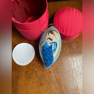 2011 Pier 1 Li Bien Mary and Jesus Teardrop Handpainted Glass Christmas Ornament